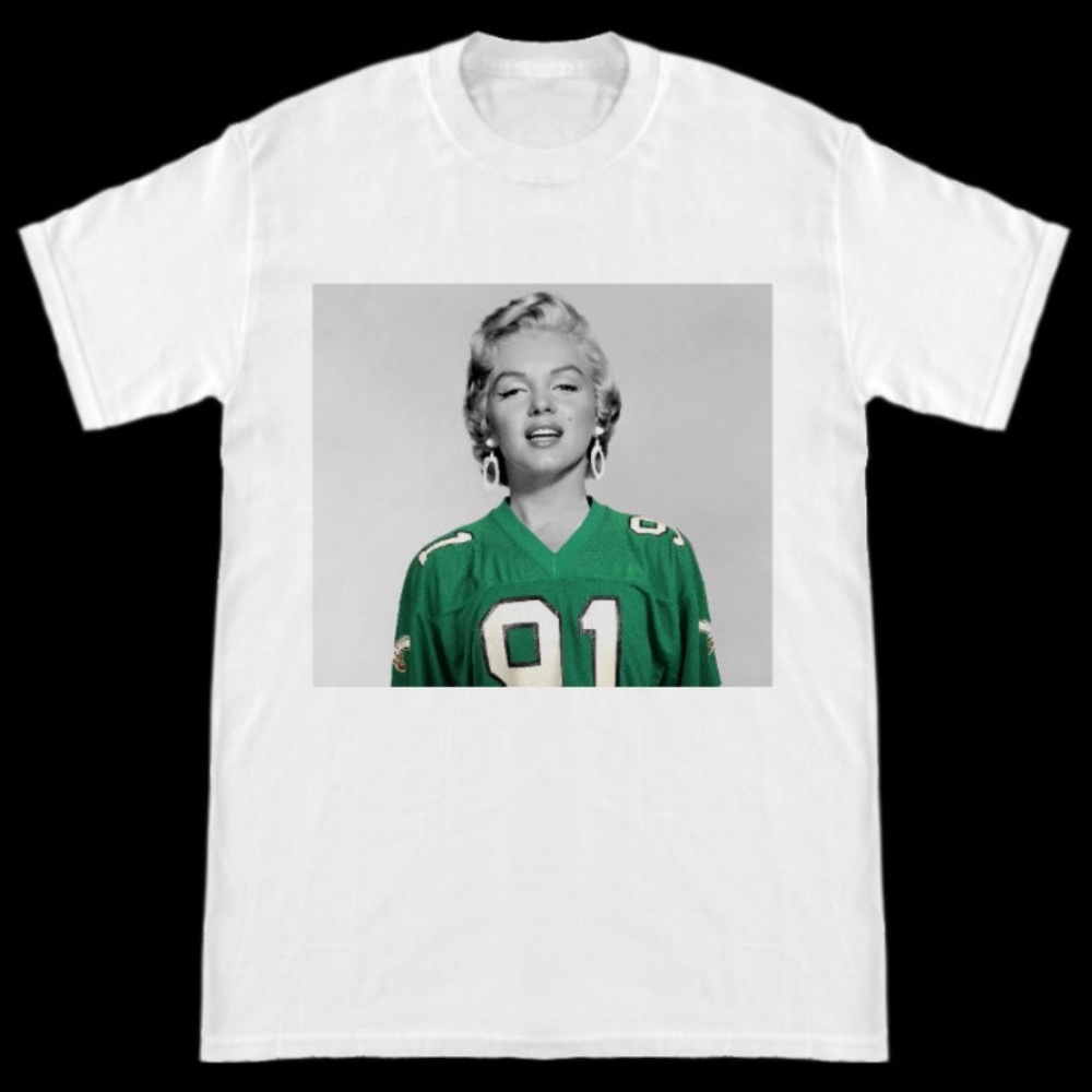 Marilyn Monroe wearing vintage Philadelphia Eagles